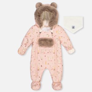 Baby One Piece Snowsuit Adapted For Car Seats Pink Animal Print - Image 9