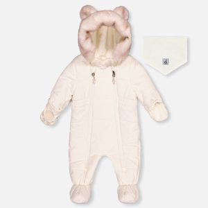 Baby One Piece Snowsuit For Car Seats Off White