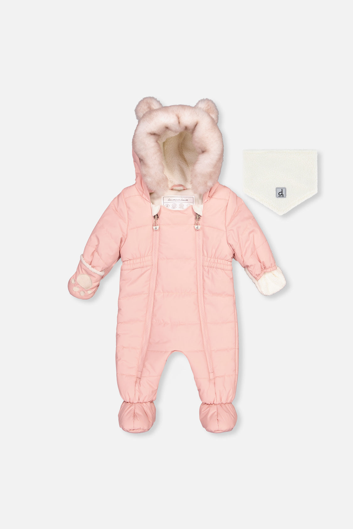 Baby One Piece Snowsuit For Car Seats Pale Dusty Pink - Image 6