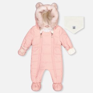 Baby One Piece Snowsuit For Car Seats Pale Dusty Pink - Image 9