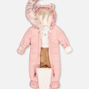 Baby One Piece Snowsuit For Car Seats Pale Dusty Pink - Image 3