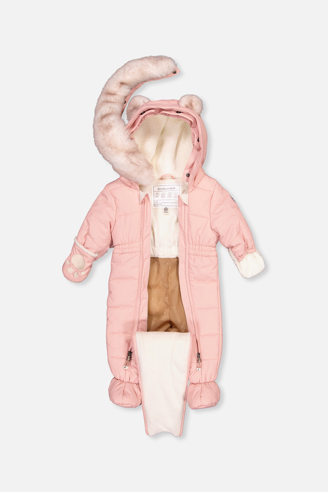 Baby One Piece Snowsuit For Car Seats Pale Dusty Pink - Image 3