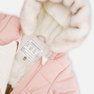 Baby One Piece Snowsuit For Car Seats Pale Dusty Pink - Image 4