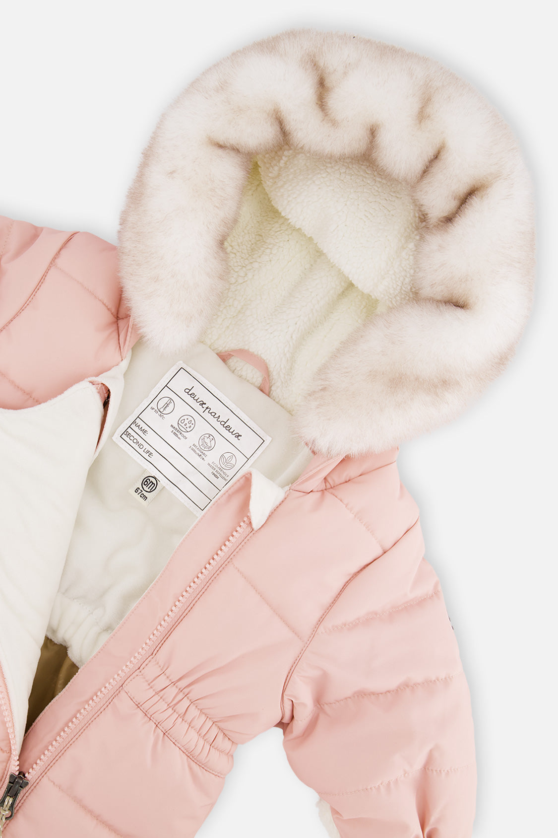 Baby One Piece Snowsuit For Car Seats Pale Dusty Pink - Image 4