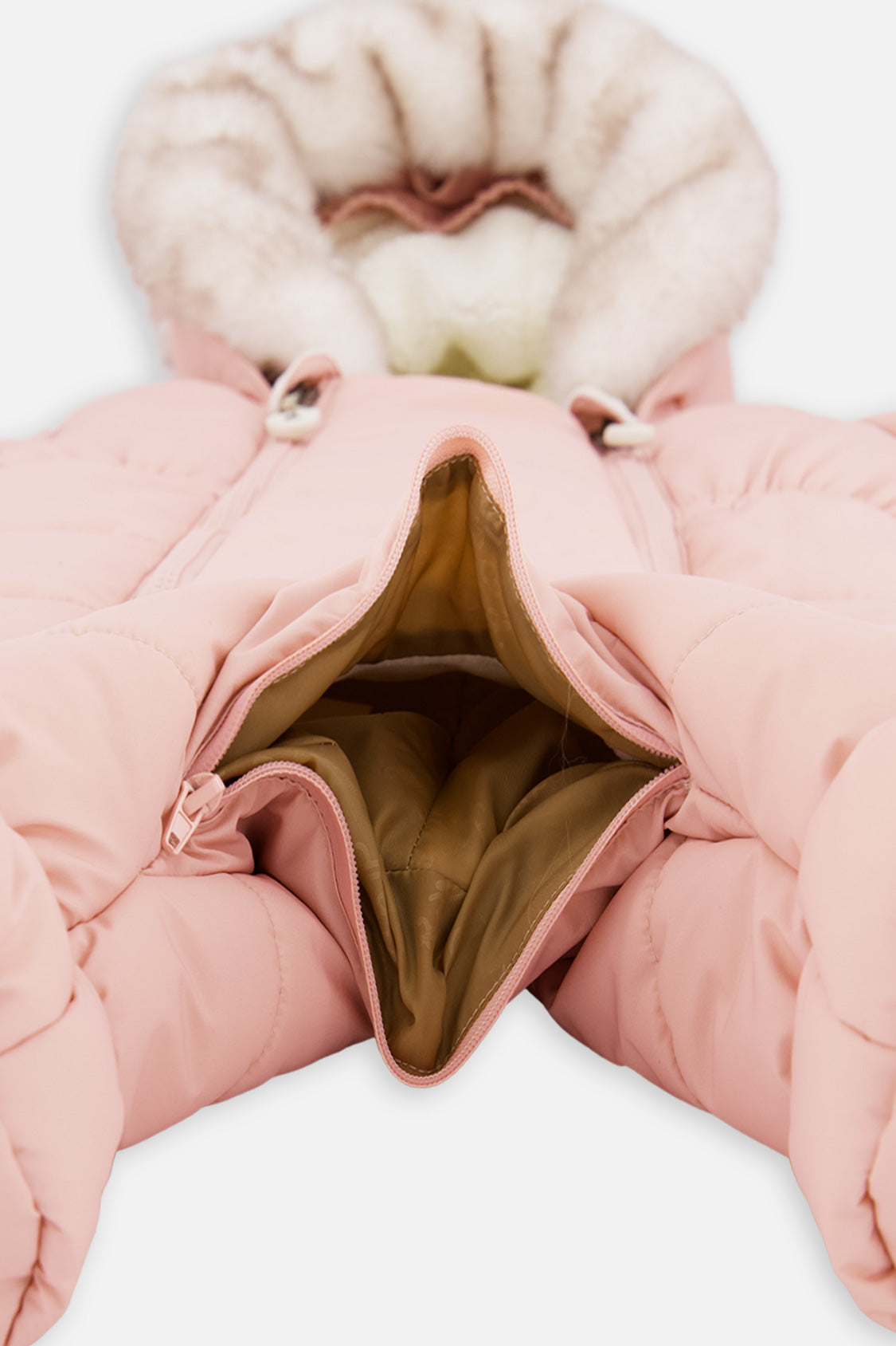 Baby One Piece Snowsuit For Car Seats Pale Dusty Pink - Image 5