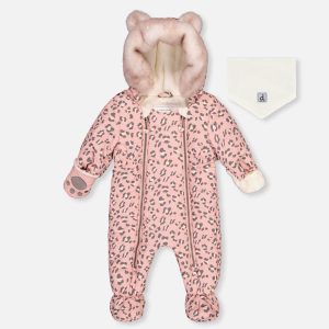 Baby One Piece Snowsuit For Car Seats Rose Leopard Print