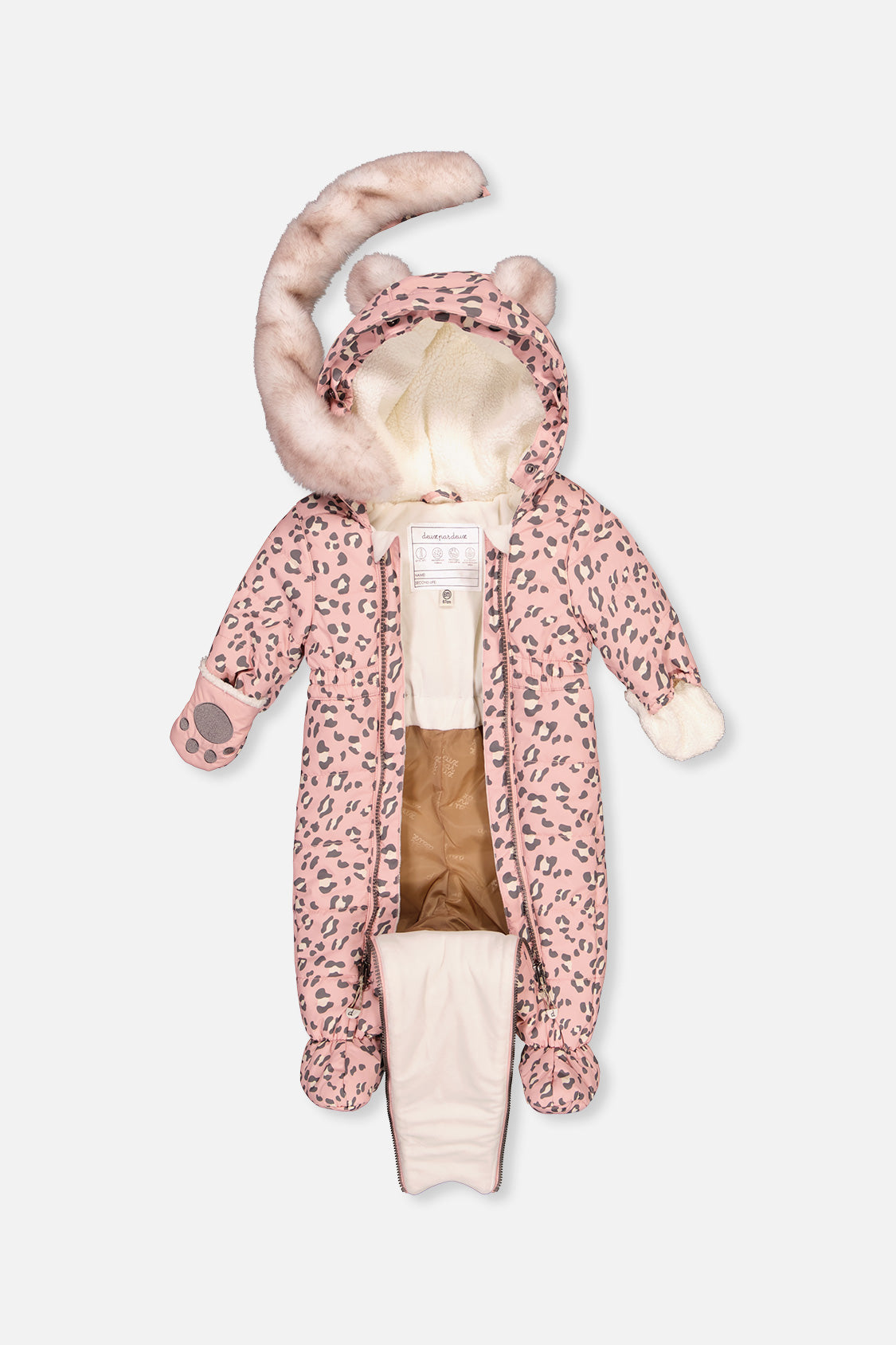 Baby One Piece Snowsuit For Car Seats Rose Leopard Print - Image 3