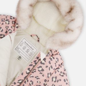 Baby One Piece Snowsuit For Car Seats Rose Leopard Print - Image 4