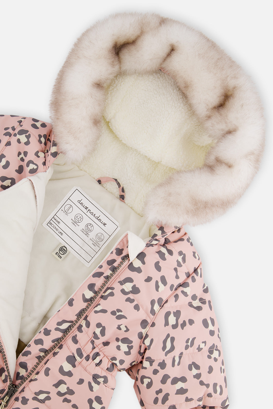Baby One Piece Snowsuit For Car Seats Rose Leopard Print - Image 4