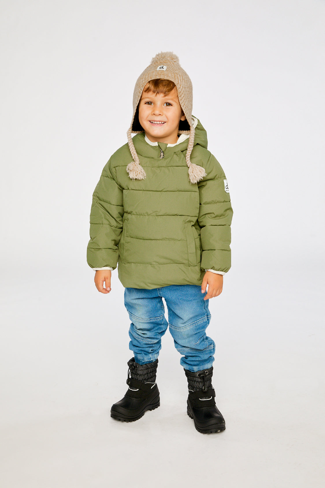 Winter Jacket Adapted For Car Seats Olive Green - Image 2