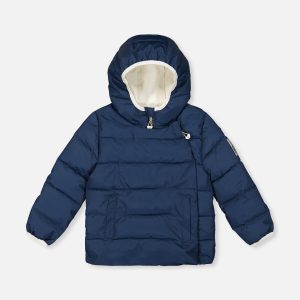 Winter Jacket Adapted For Car Seats Dark Blue