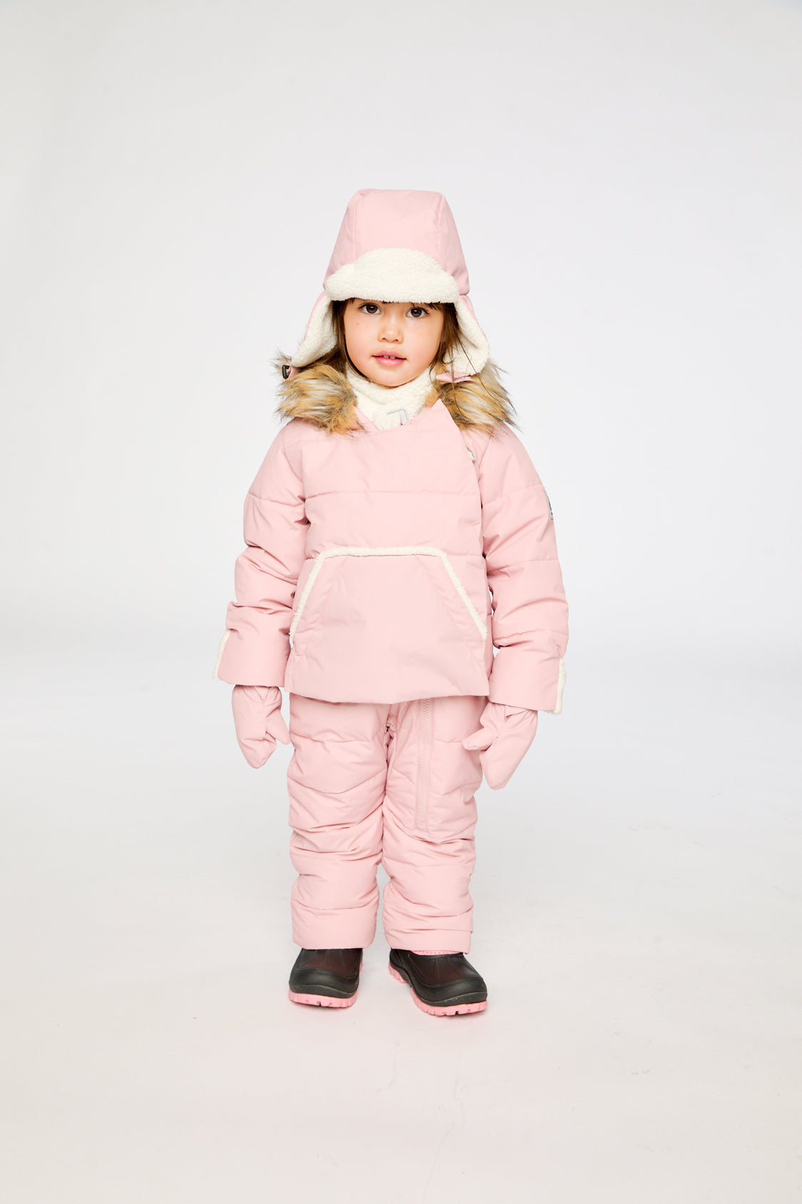 Baby Snug One Piece Snowsuit Adapted For Car Seats Pale Dusty Pink - Image 2