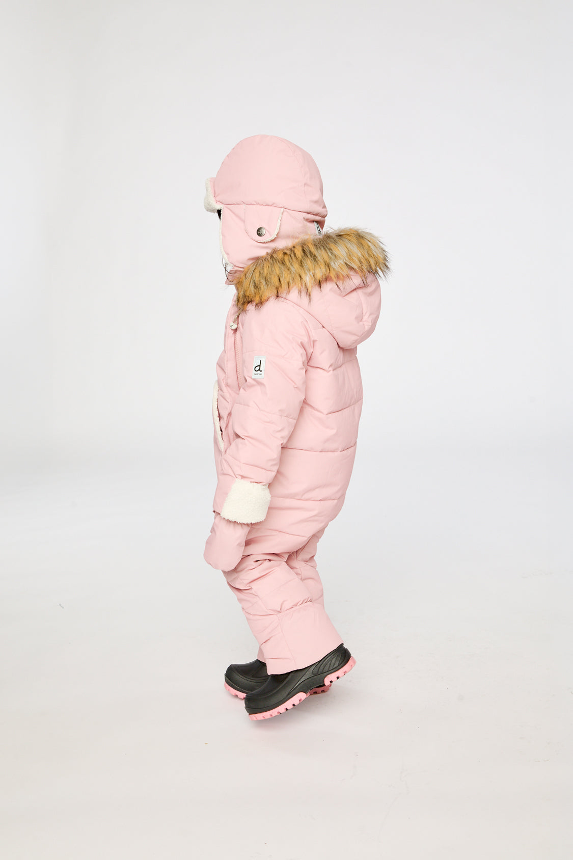Baby Snug One Piece Snowsuit Adapted For Car Seats Pale Dusty Pink - Image 3