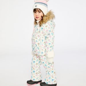 Baby Snug One Piece Snowsuit Adapted For Car Seats White With Floral Print - Image 3