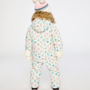 Baby Snug One Piece Snowsuit Adapted For Car Seats White With Floral Print - Image 4