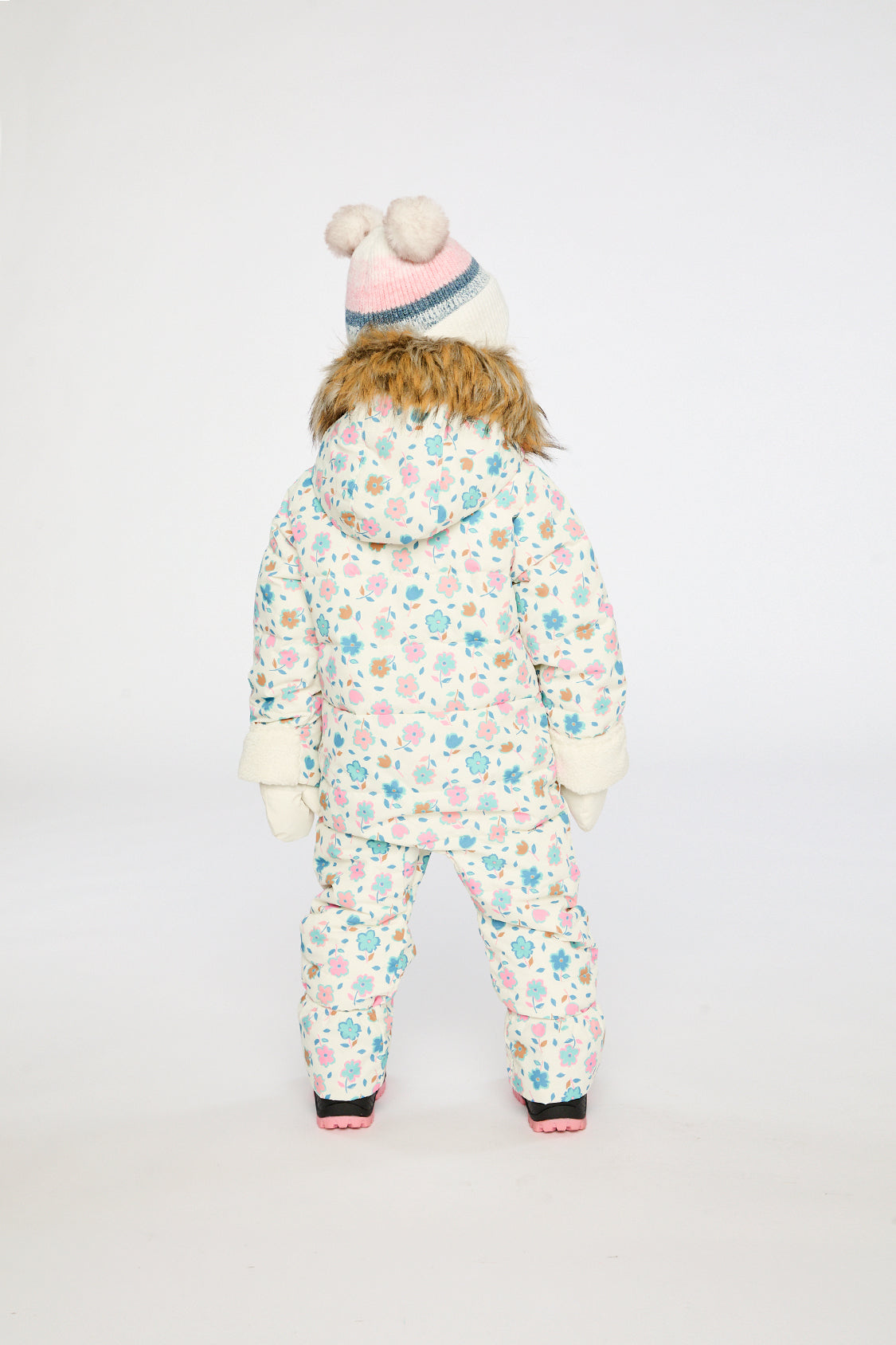 Baby Snug One Piece Snowsuit Adapted For Car Seats White With Floral Print - Image 4