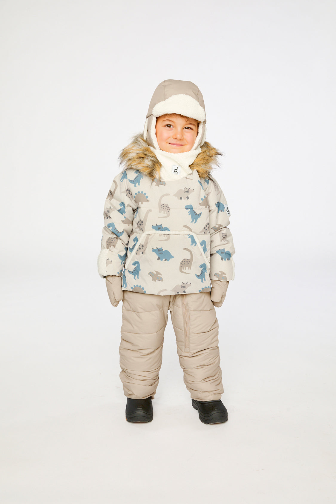 Baby Snug One Piece Snowsuit Adapted For Car Seats Blue Dinosaur Print - Image 2