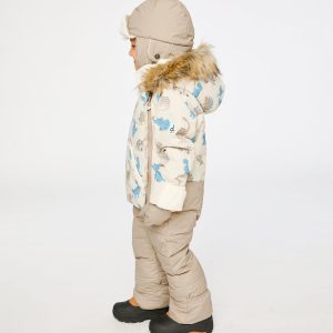 Baby Snug One Piece Snowsuit Adapted For Car Seats Blue Dinosaur Print - Image 3
