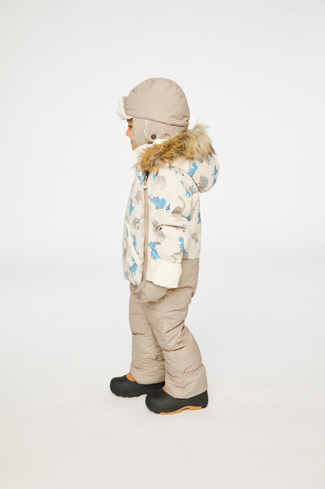 Baby Snug One Piece Snowsuit Adapted For Car Seats Blue Dinosaur Print - Image 3