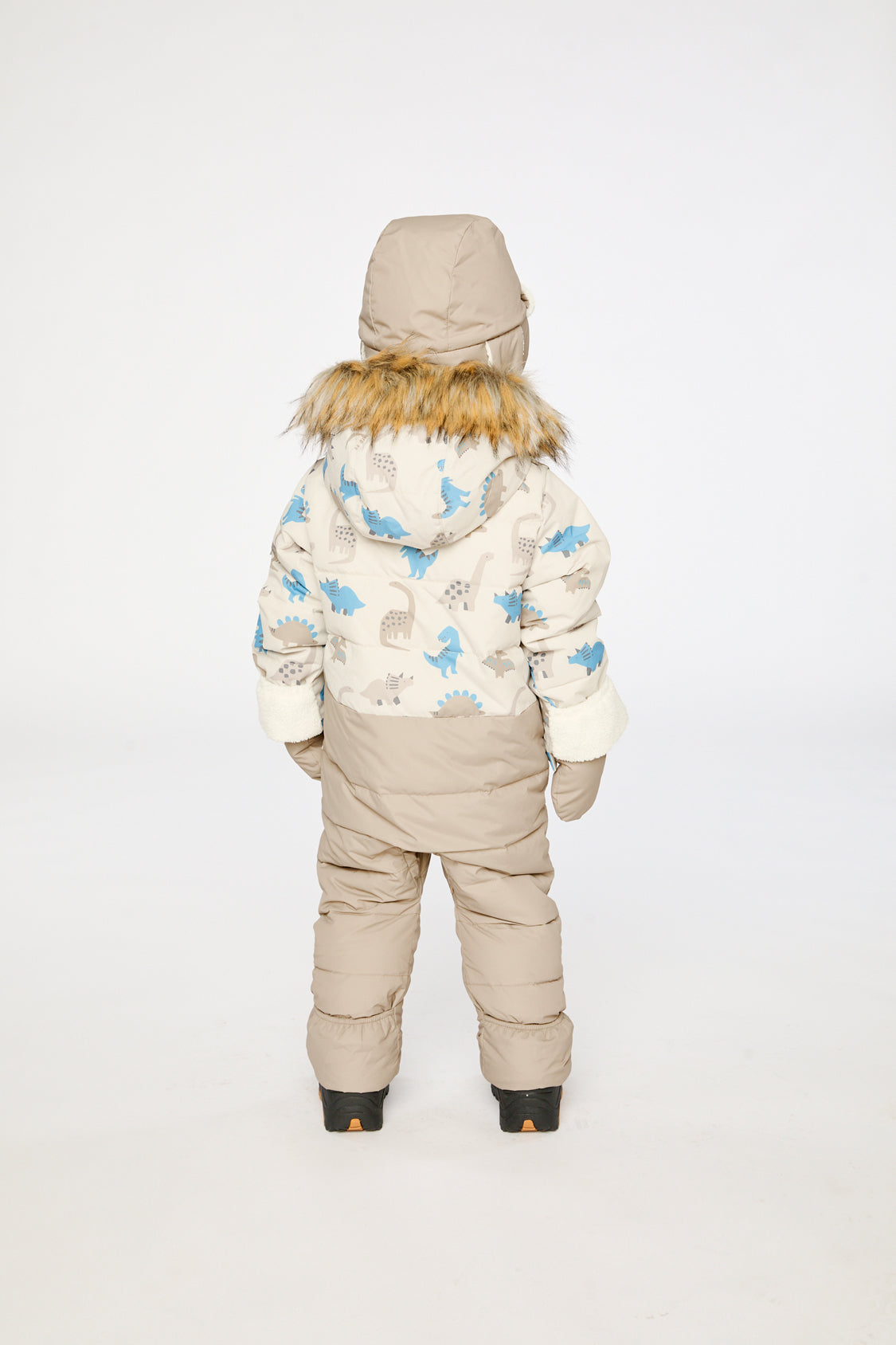 Baby Snug One Piece Snowsuit Adapted For Car Seats Blue Dinosaur Print - Image 4