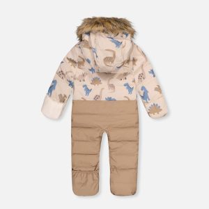 Baby Snug One Piece Snowsuit Adapted For Car Seats Blue Dinosaur Print - Image 5