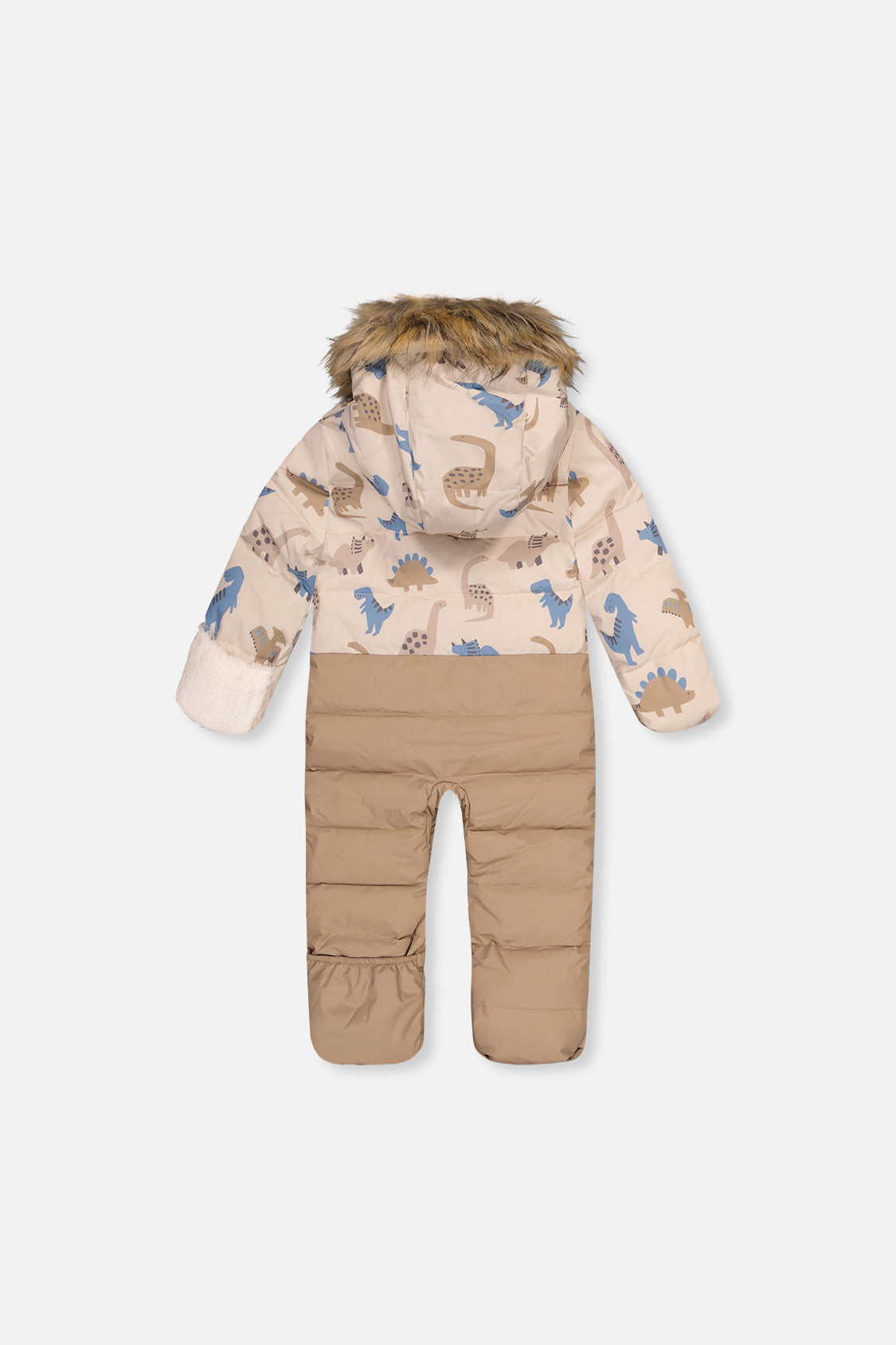 Baby Snug One Piece Snowsuit Adapted For Car Seats Blue Dinosaur Print - Image 5