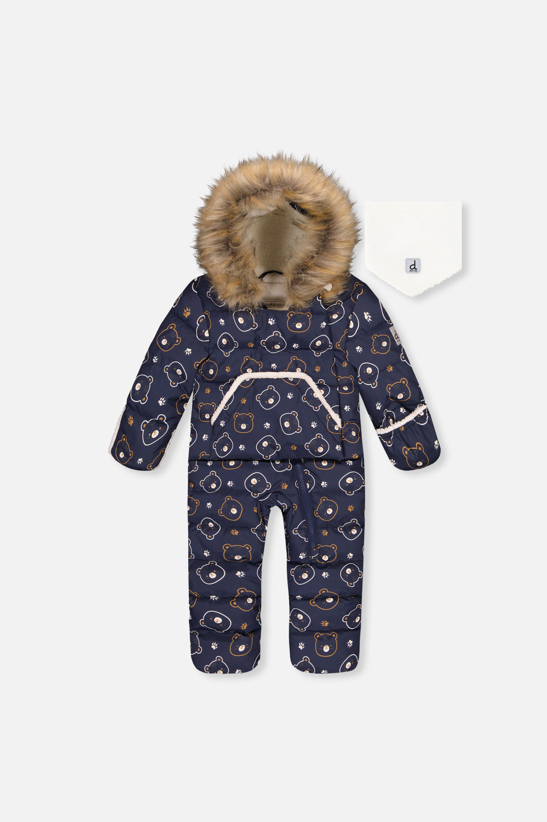 Baby Snug One Piece Snowsuit Adapted For Car Seats Blue Printed Teddy Bears - Image 10