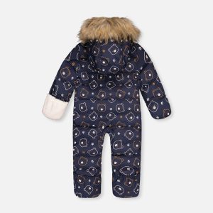 Alternative view of Baby Snug One Piece Snowsuit Adapted For Car Seats Blue Printed Teddy Bears