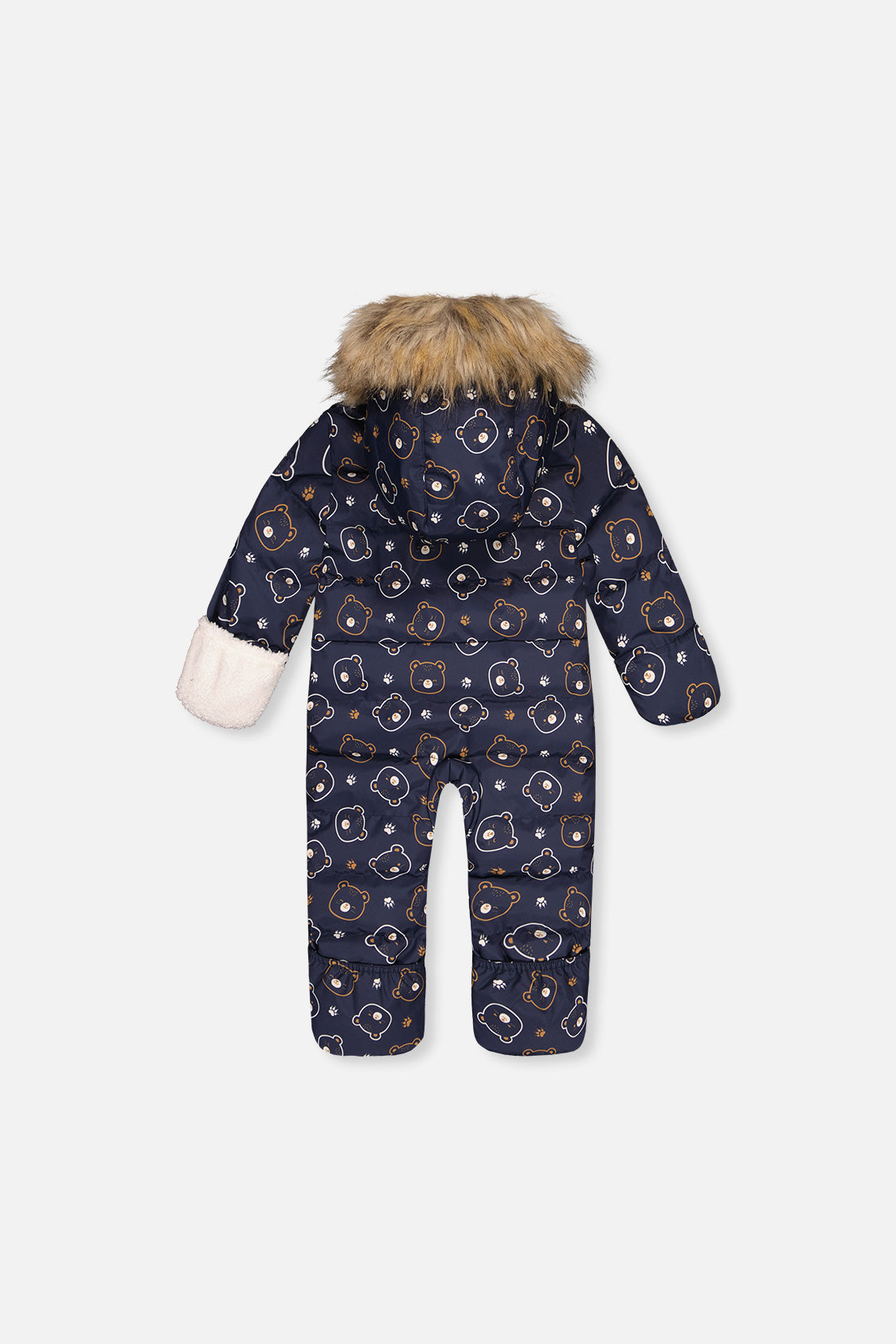 Baby Snug One Piece Snowsuit Adapted For Car Seats Blue Printed Teddy Bears - Image 2