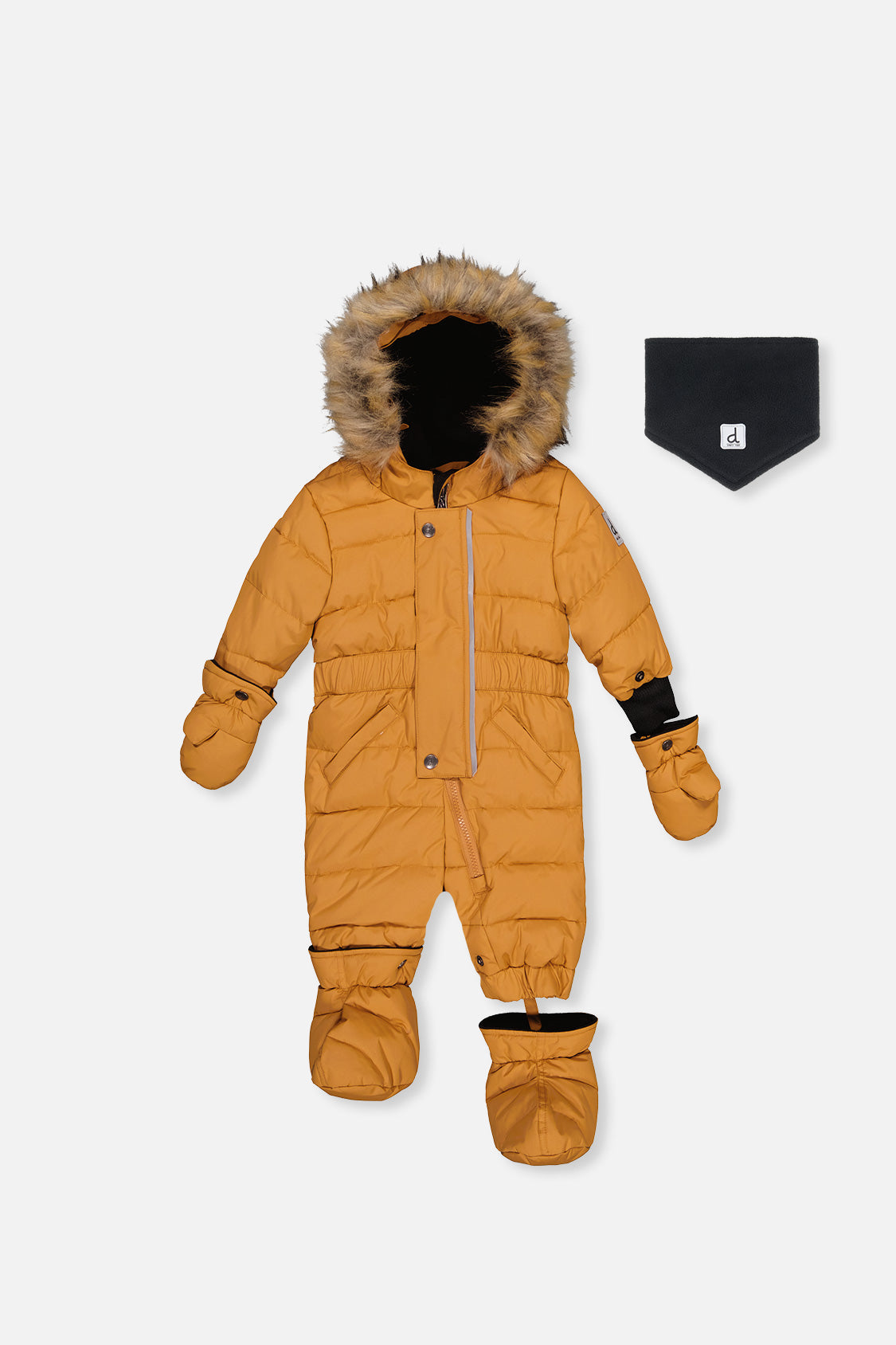 Baby Original One Piece Puffy Snowsuit With Removable Mittens And Boots Brown Sugar - Image 10