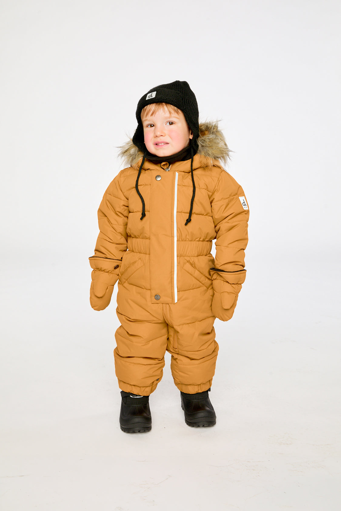 Baby Original One Piece Puffy Snowsuit With Removable Mittens And Boots Brown Sugar - Image 2