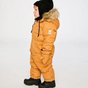 Baby Original One Piece Puffy Snowsuit With Removable Mittens And Boots Brown Sugar - Image 3