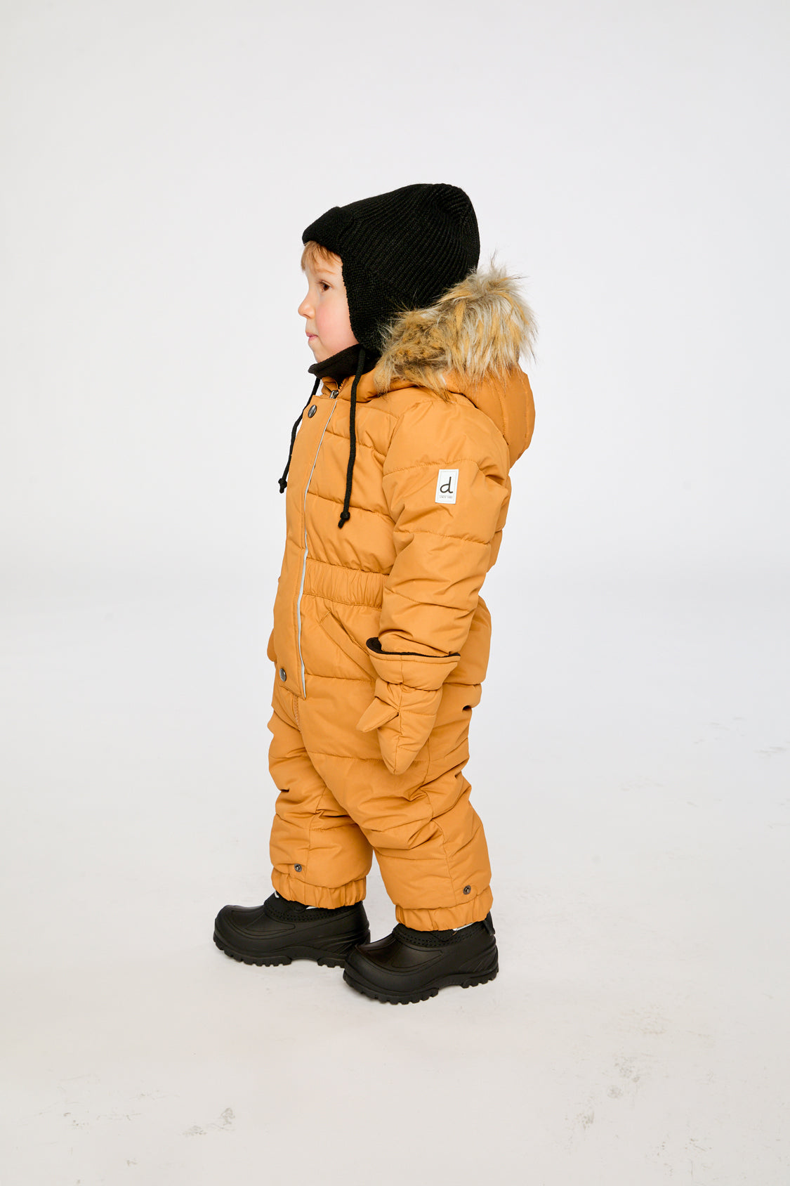 Baby Original One Piece Puffy Snowsuit With Removable Mittens And Boots Brown Sugar - Image 3