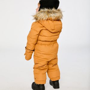 Baby Original One Piece Puffy Snowsuit With Removable Mittens And Boots Brown Sugar - Image 4