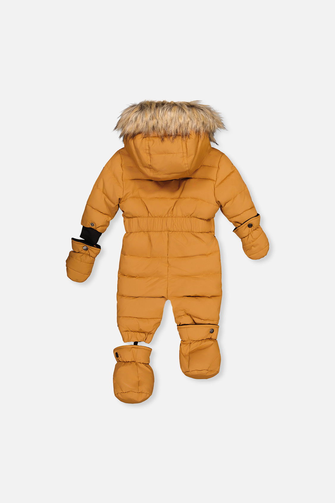 Baby Original One Piece Puffy Snowsuit With Removable Mittens And Boots Brown Sugar - Image 5