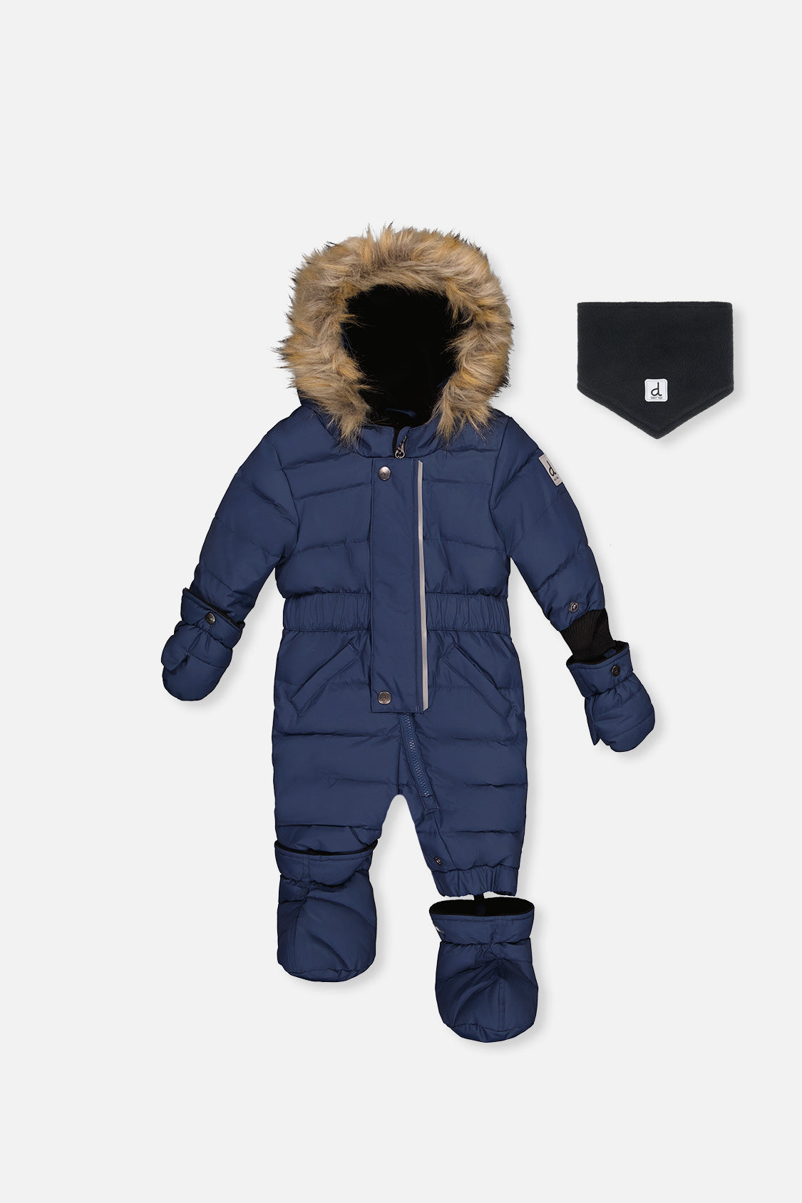 Baby Original One Piece Puffy Snowsuit With Removable Mittens And Boots Dark Blue - Image 10