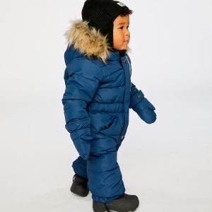 Baby Original One Piece Puffy Snowsuit With Removable Mittens And Boots Dark Blue - Image 3
