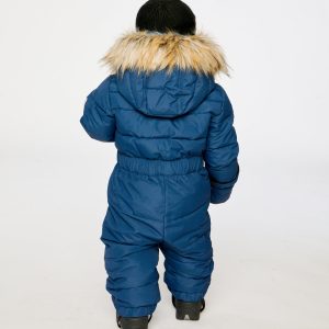 Baby Original One Piece Puffy Snowsuit With Removable Mittens And Boots Dark Blue - Image 4