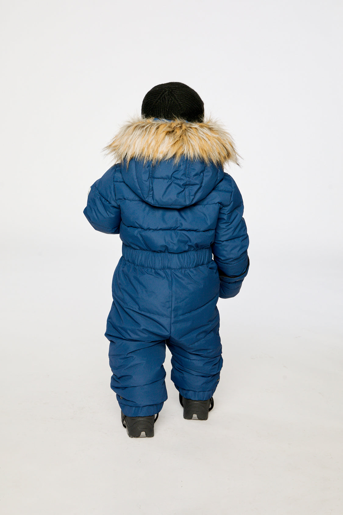 Baby Original One Piece Puffy Snowsuit With Removable Mittens And Boots Dark Blue - Image 4