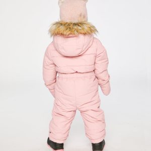 Baby Original One Piece Puffy Snowsuit With Removable Mittens And Boots Pale Dusty Pink - Image 4