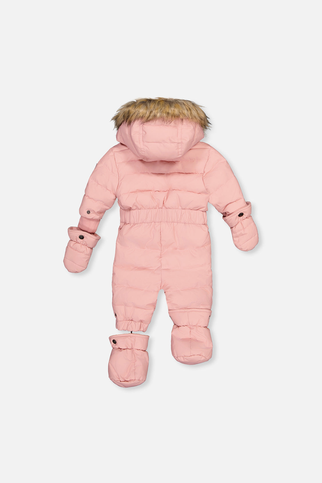 Baby Original One Piece Puffy Snowsuit With Removable Mittens And Boots Pale Dusty Pink - Image 5