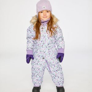 Alternative view of Baby Original One Piece Puffy Snowsuit With Removable Mittens And Boots Purple Printed Mini Flowers