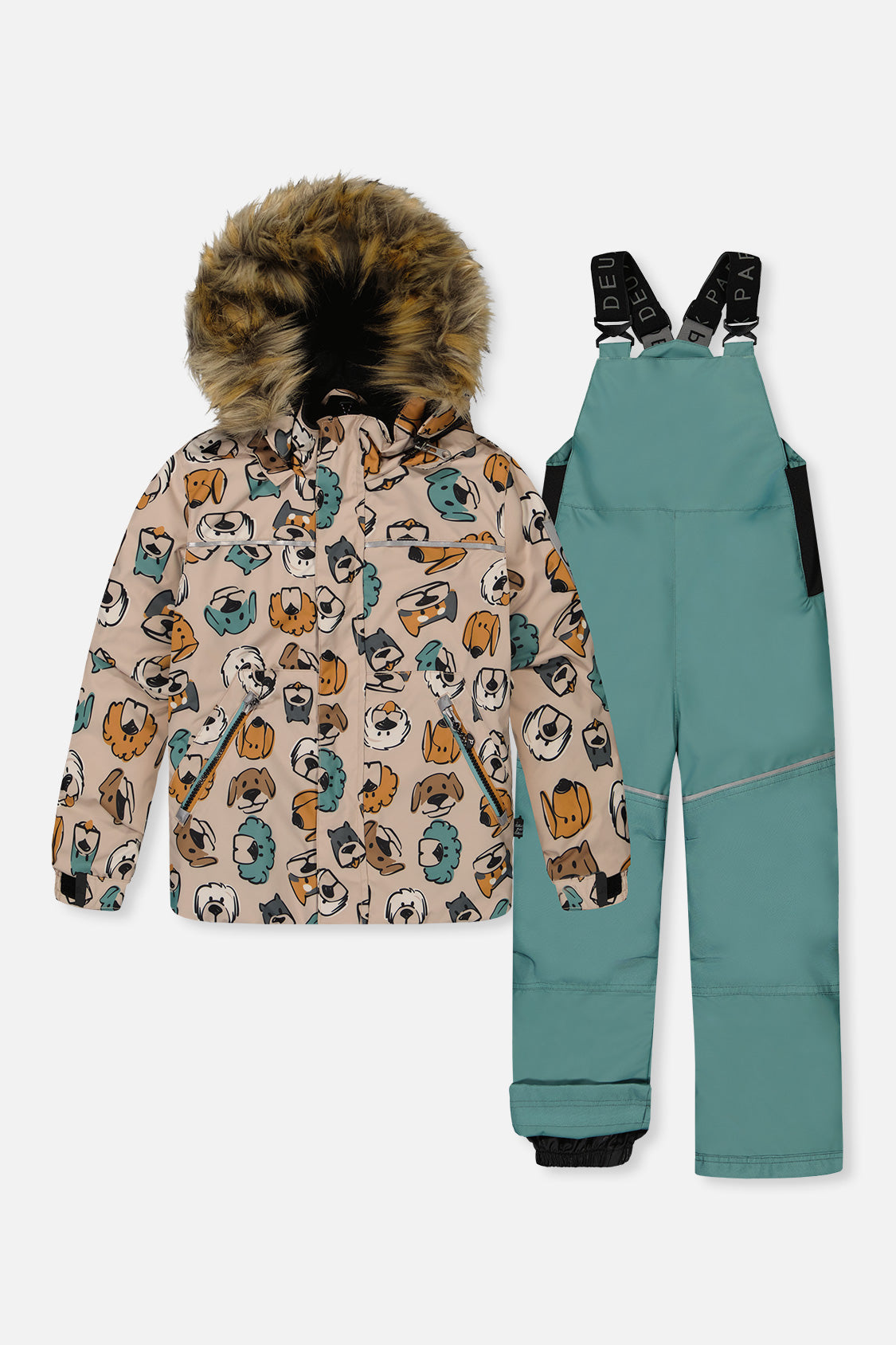 Two Piece Discover Snowsuit Beige Printed With Dogs - Image 6