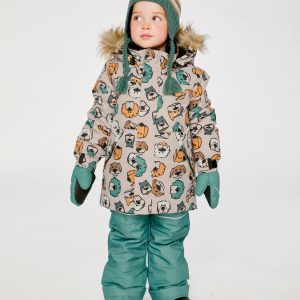 Two Piece Discover Snowsuit Beige Printed With Dogs - Image 4