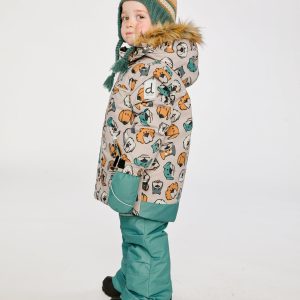 Two Piece Discover Snowsuit Beige Printed With Dogs - Image 5