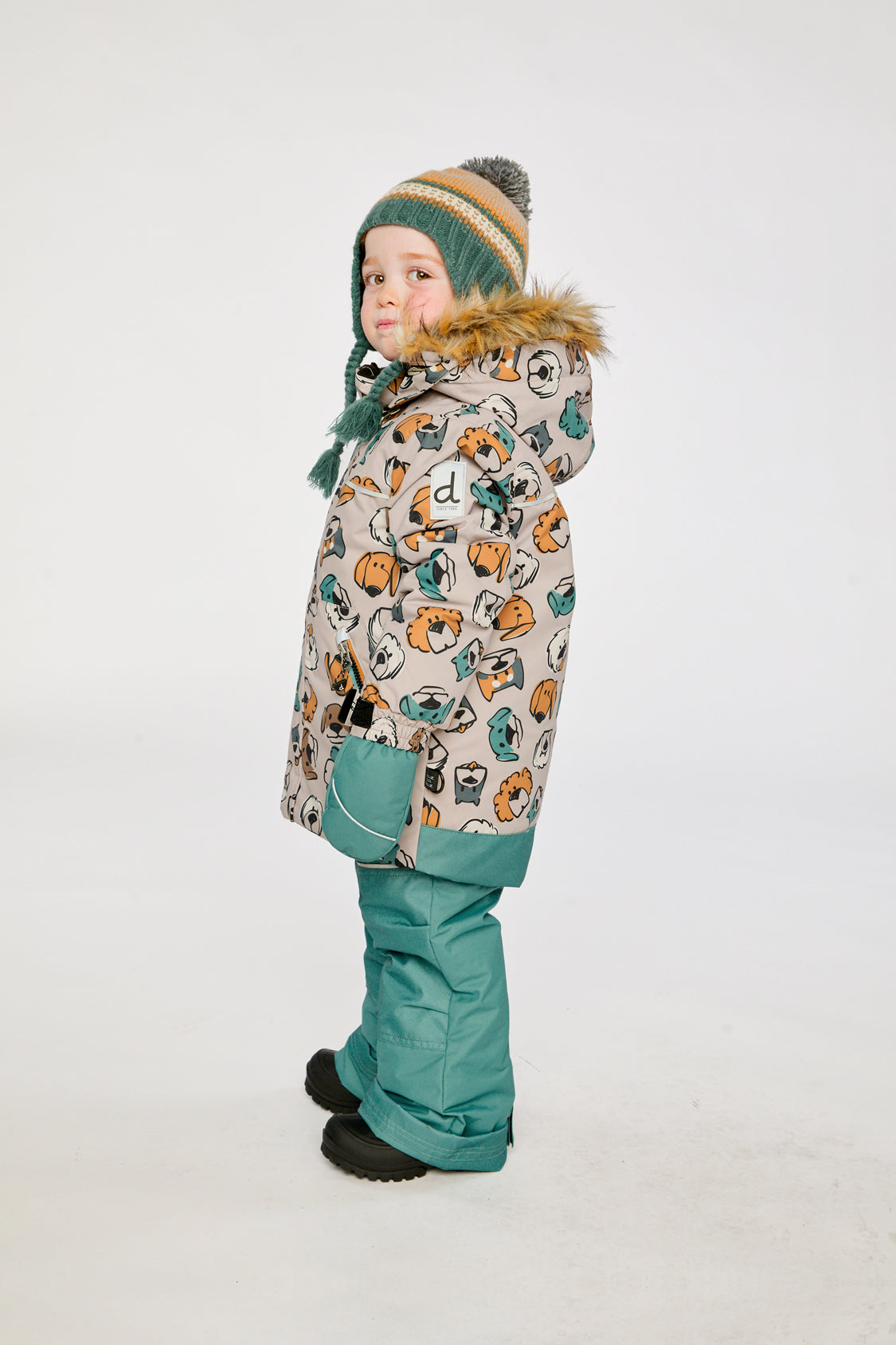 Two Piece Discover Snowsuit Beige Printed With Dogs - Image 5