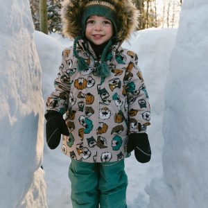 Two Piece Discover Snowsuit Beige Printed With Dogs - Image 3