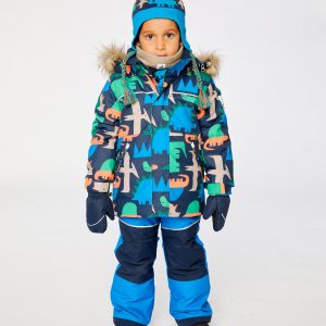 Two Piece Discover Snowsuit Blue Dinosaur Print - Image 3
