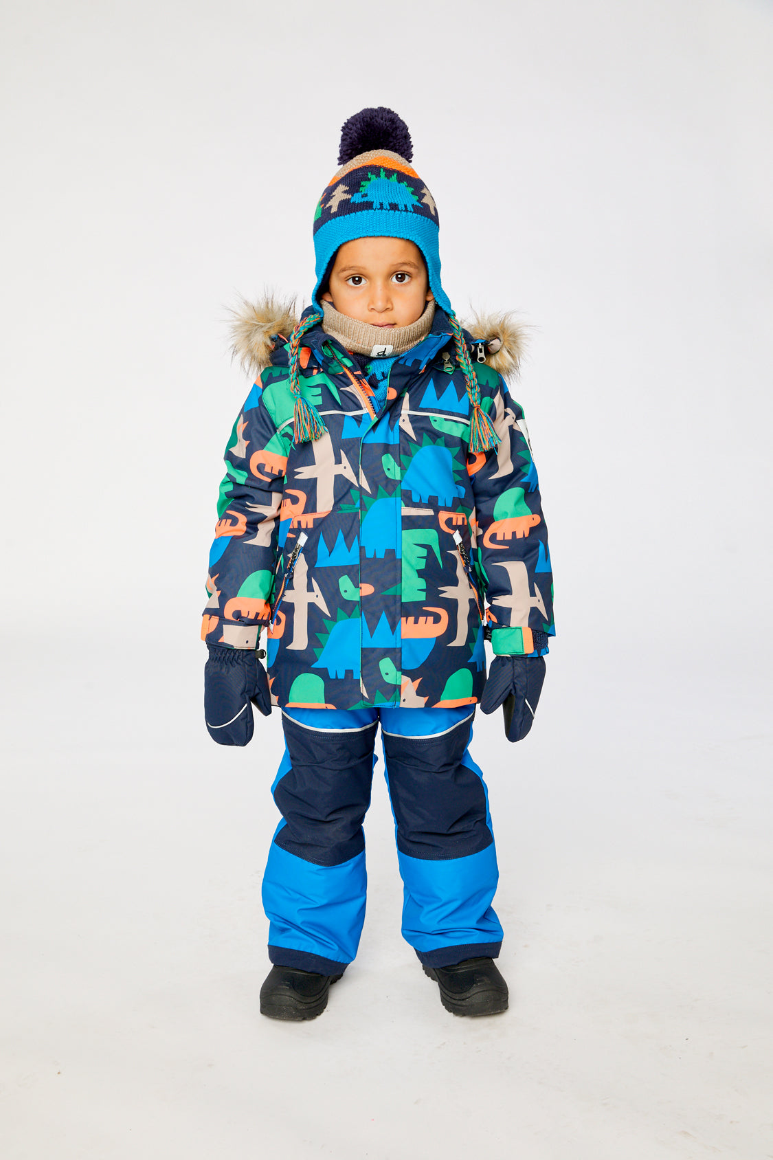 Two Piece Discover Snowsuit Blue Dinosaur Print - Image 3