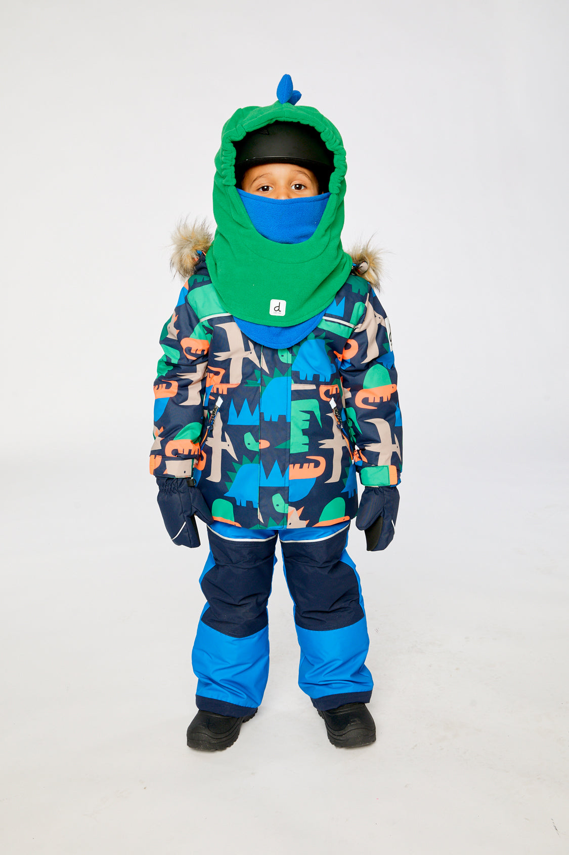 Two Piece Discover Snowsuit Blue Dinosaur Print - Image 4